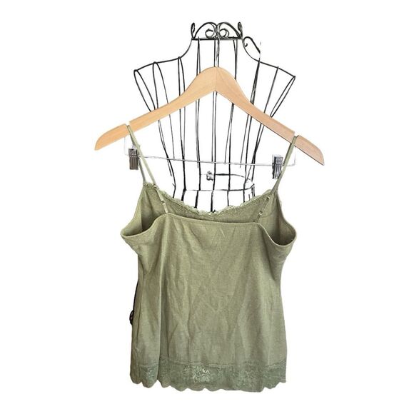 🍑Maurice’s Army Green Lace Trim Adjustable Cami Women's Size Large - Picture 2 of 8